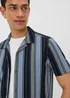 Navy Vertical Stripe Co Ord Shirt - S Image 3