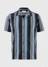 Navy Vertical Stripe Co Ord Shirt - S Image 4
