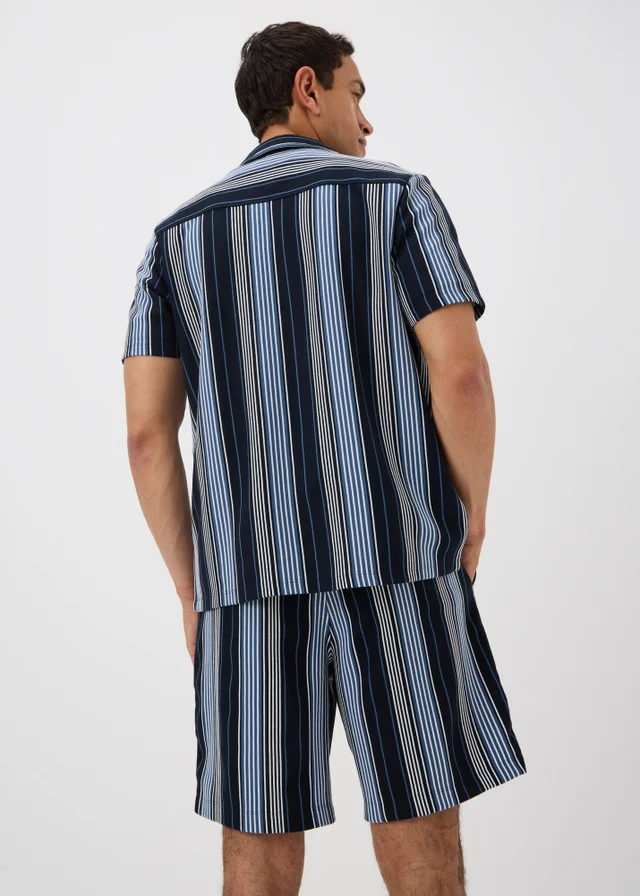 Navy Vertical Stripe Co Ord Shirt