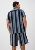 Navy Vertical Stripe Co Ord Shirt - S Image 2