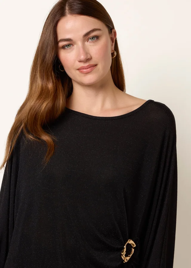 Blue Vanilla Black Buckle Metallic Top