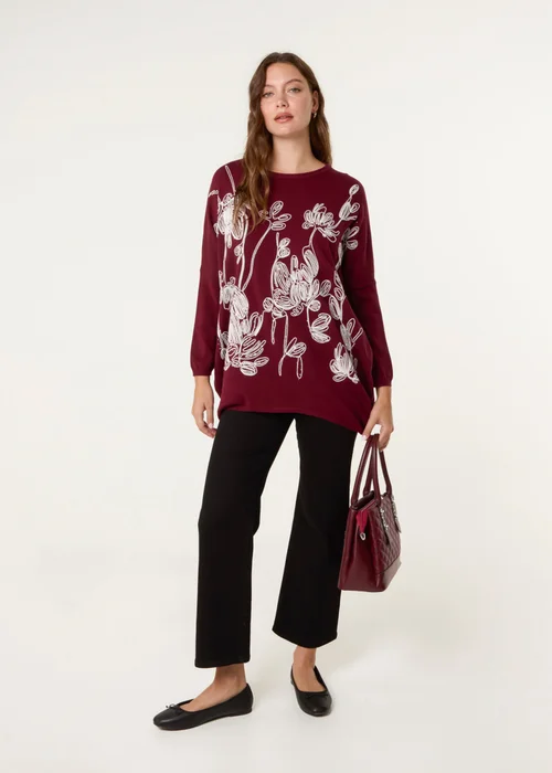 Blue Vanilla Red Embroidered Round Neck Jumper - One Size Image 3
