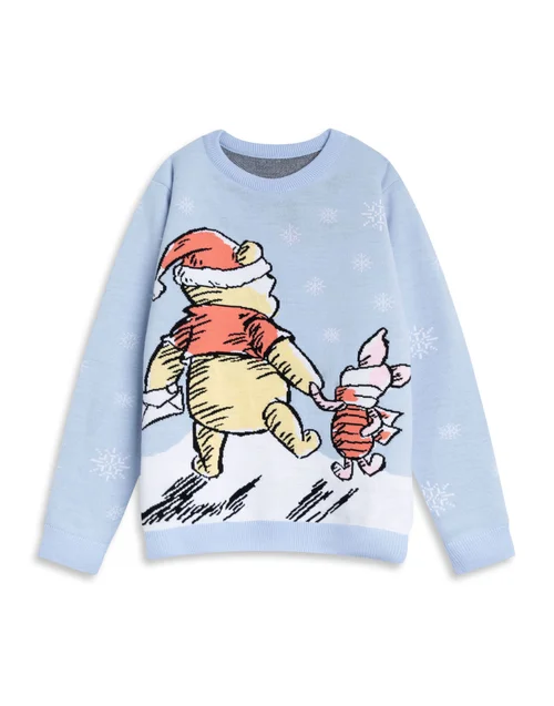 Vanilla Underground Winnie The Pooh Character Blue Christmas Jumper - S Image 1
