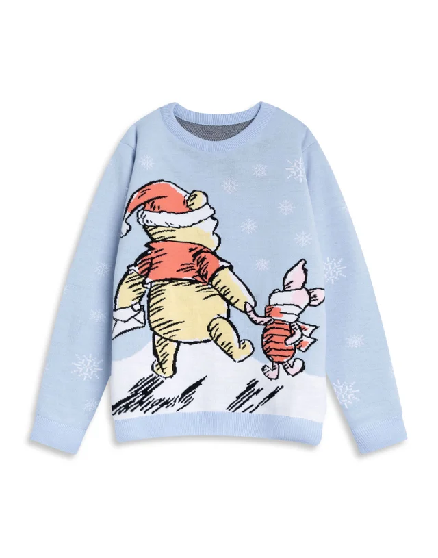 Vanilla Underground Winnie The Pooh Character Blue Christmas Jumper