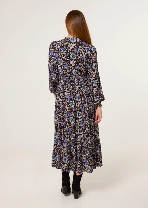 Blue Vanilla Black Paisley Shirred Waist Shirt Dress - S Image 5