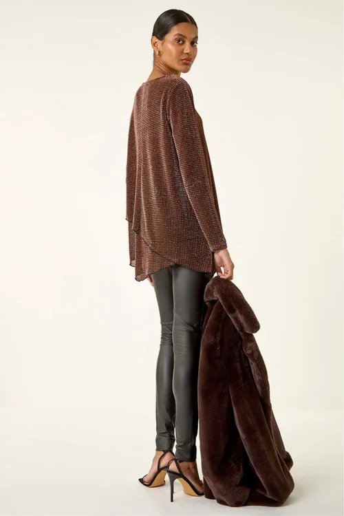 Roman Bronze Shimmer Asymmetric Layered Top - 10 Image 3