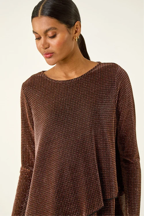 Roman Bronze Shimmer Asymmetric Layered Top - 10 Image 4