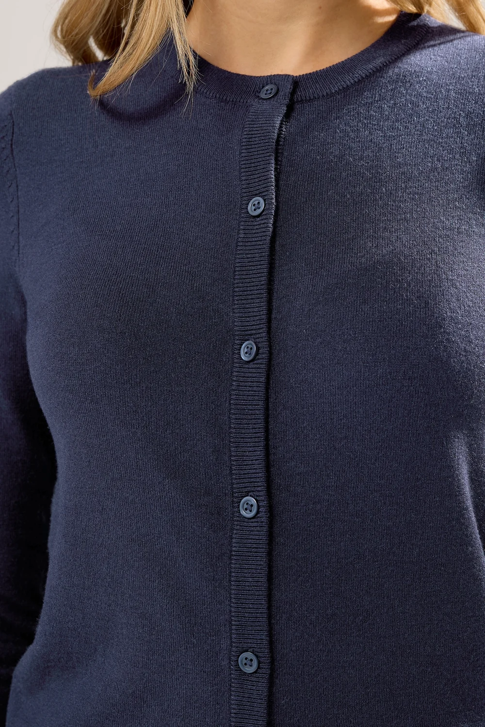 Long Tall Sally Navy Blue Crew Neck Button Cardigan - 8-10 Image 4