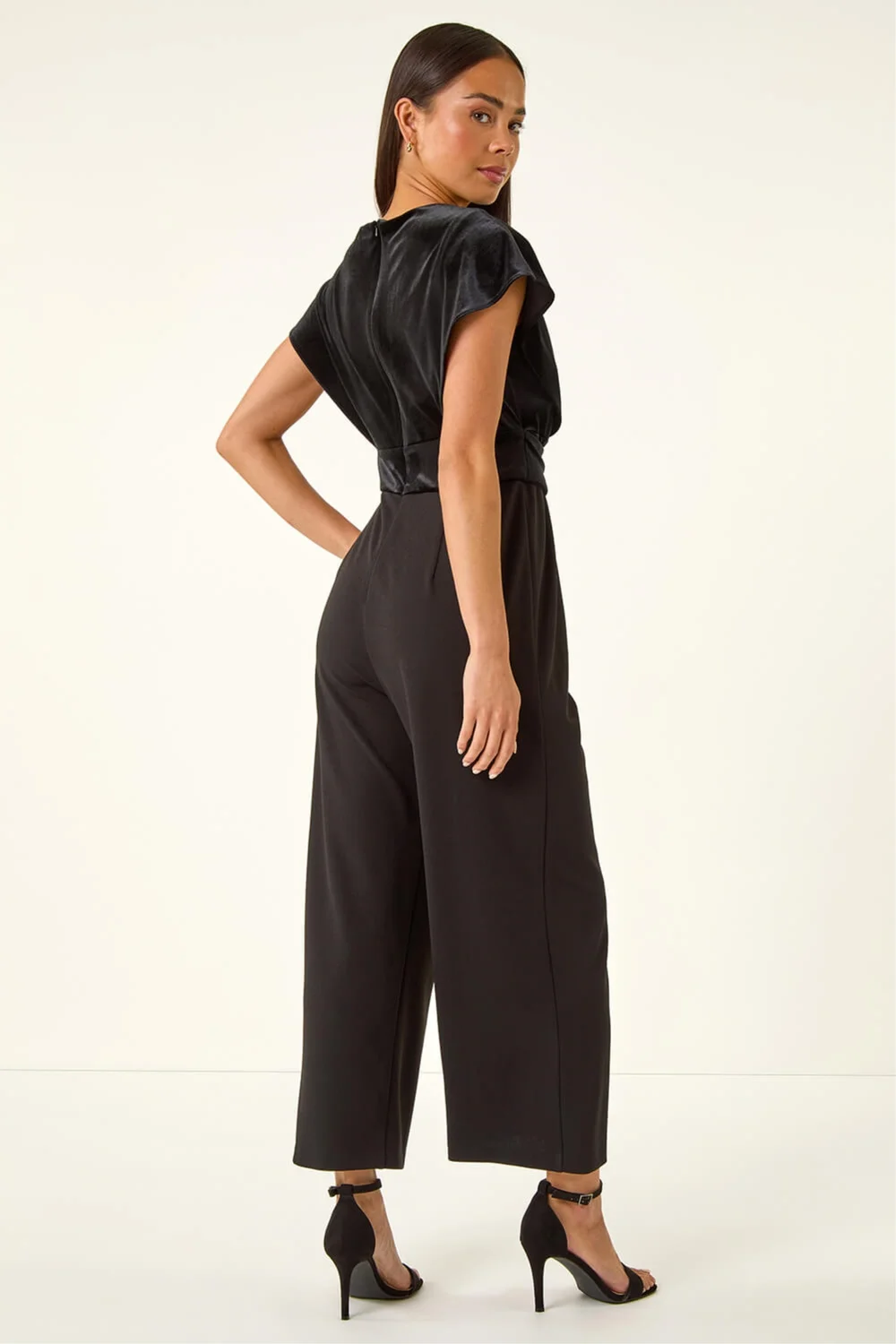 Roman Black Petite Velvet Contrast Jumpsuit - Size 14 Image 4