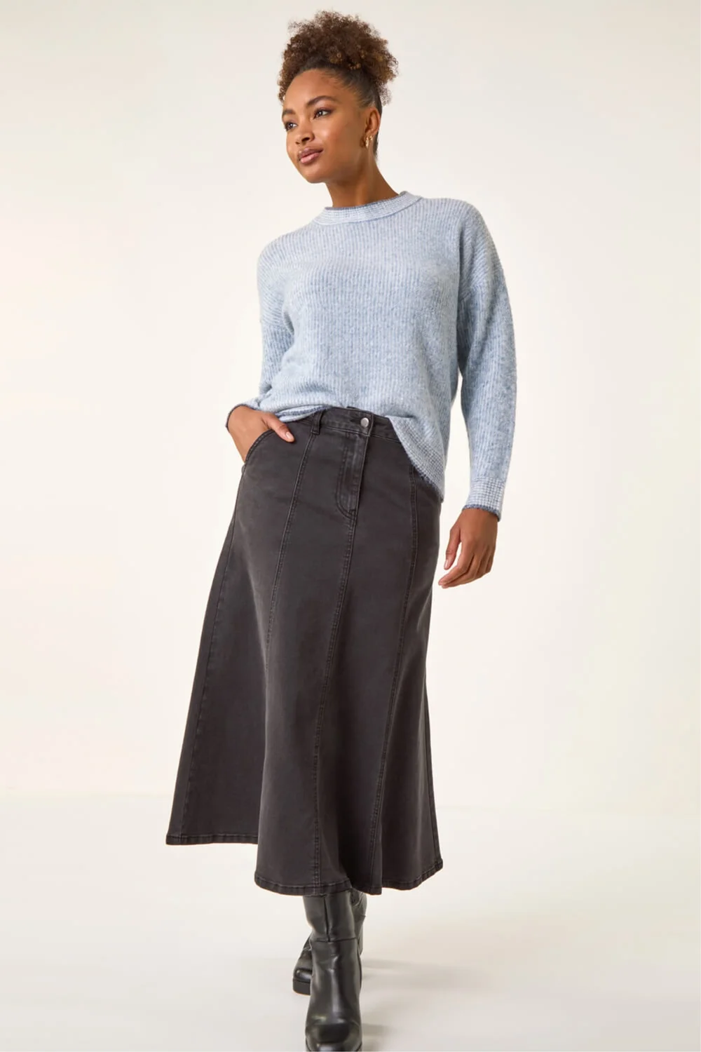 Roman Light Blue Stitch Detail Soft Knit Jumper - Size 16 Image 1