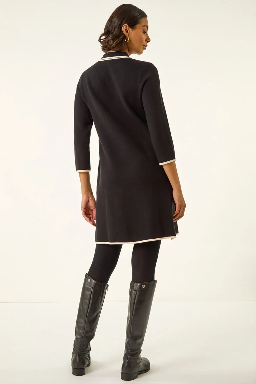 Roman Black Contrast Zip Collared Knit Dress - 16 Image 3