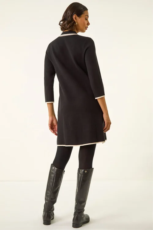 Roman Black Contrast Zip Collared Knit Dress - 16 Image 3