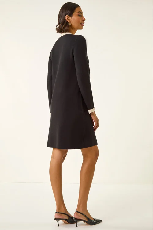 Roman Black Scalloped Button Through Knit Dress - 20 Image 4