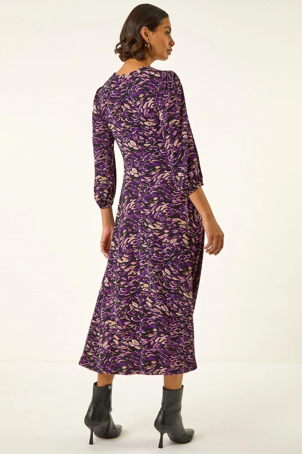 Roman Purple Abstract Print Midi Dress - 20 Image 3