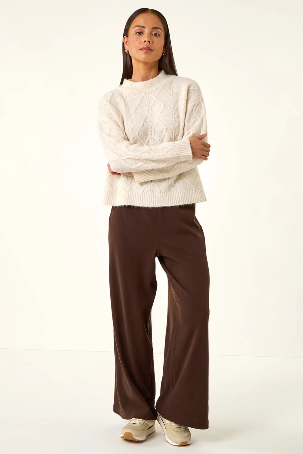 Roman Chocolate Petite Brushed Ribbed Trouser - 14 Image 2