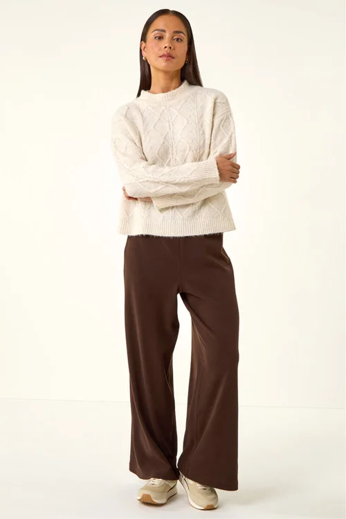 Roman Chocolate Petite Brushed Ribbed Trouser - 14 Image 2