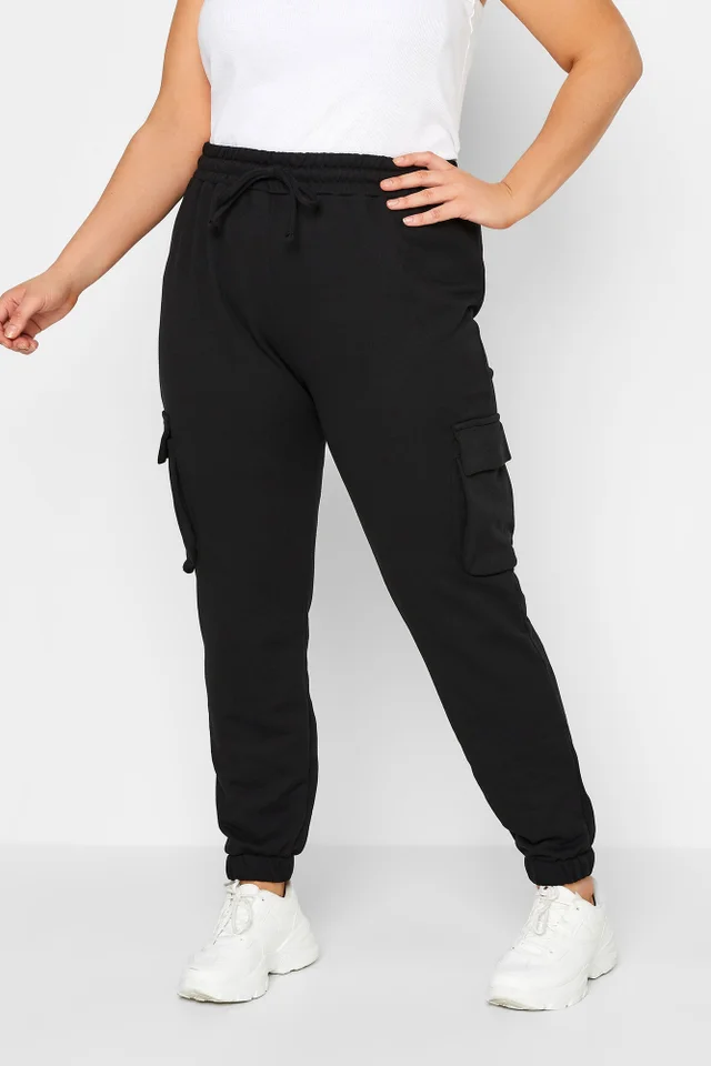 Yours Curve Black Cargo Joggers