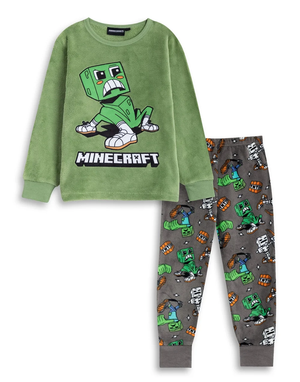 Vanilla Underground Minecraft Kids Green Pyjamas (5-14yrs) - 11-12 Yrs Image 1