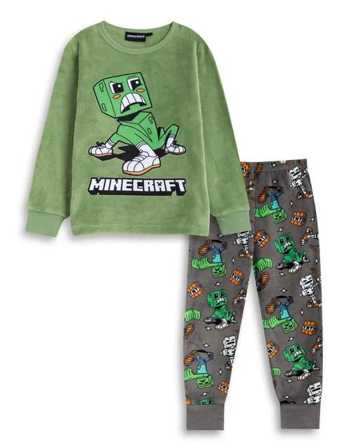 Vanilla Underground Minecraft Kids Green Pyjamas (5-14yrs) - 11-12 Yrs Image 1
