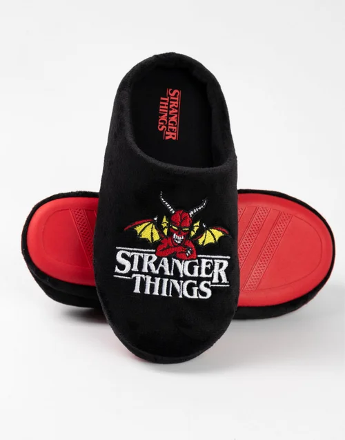 Stranger Things Kids Black Mule Slippers (Older 12-5 years) - 4 Infants Image 5
