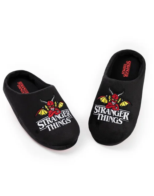 Stranger Things Kids Black Mule Slippers (Older 12-5 years) - 4 Infants Image 1
