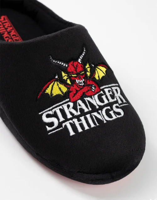 Stranger Things Kids Black Mule Slippers (Older 12-5 years) - 4 Infants Image 2