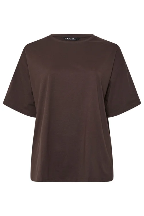 Yours Curve Chocolate Brown Relaxed Longline T-Shirt - 14 Image 5