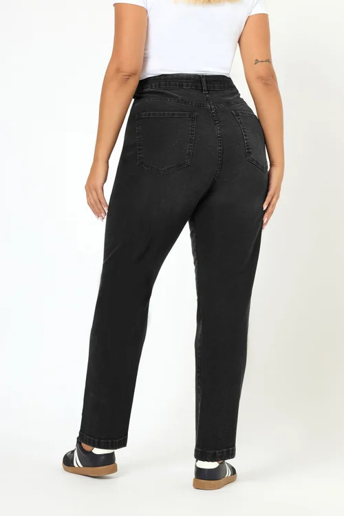 Yours Curve Black Washed Carrot Leg Jeans - 14 Image 4
