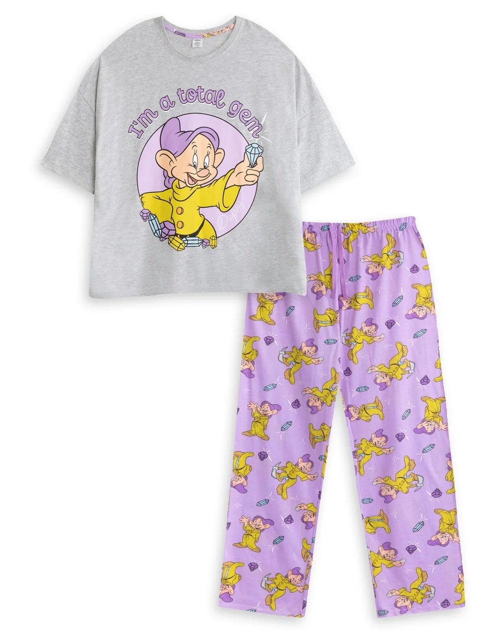 Disney Snow White & The Seven Dwarfs Grey Pyjamas - Large Image 1