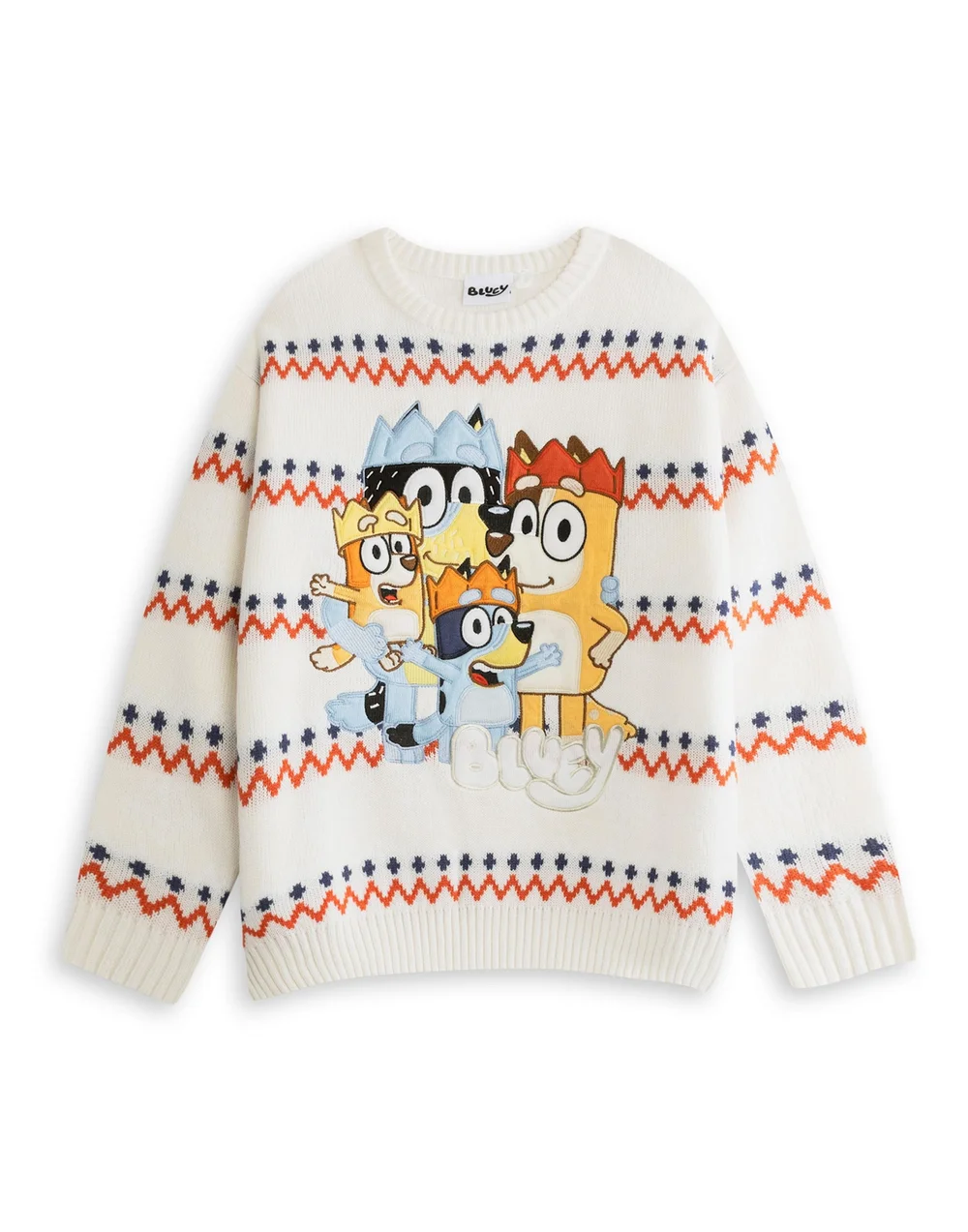 Bluey Cream With Multicolored Stripes Christmas Jumper - S Image 1