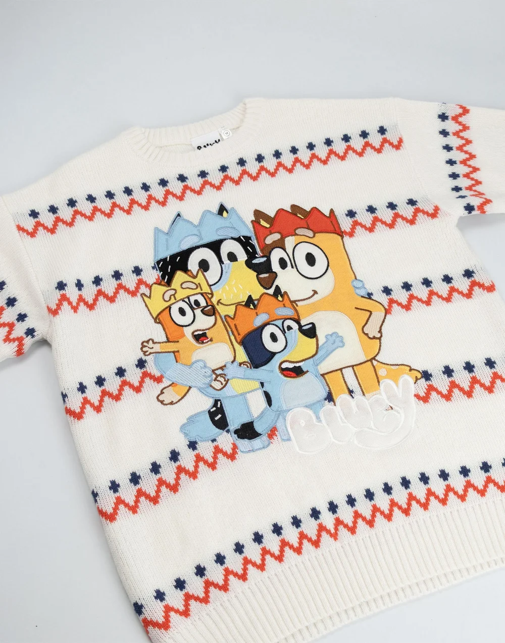 Bluey Cream With Multicolored Stripes Christmas Jumper - S Image 3