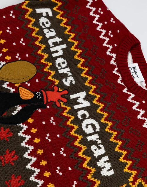 Wallace And Gromit Maroon With Multicolour Details Christmas Jumper - M Image 4