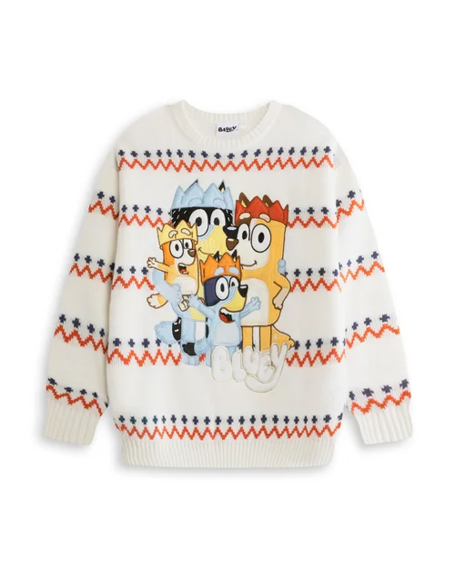 Vanilla Underground Bluey Kids Cream Christmas Jumper (2-7yrs) - 2-3 Yrs Image 1