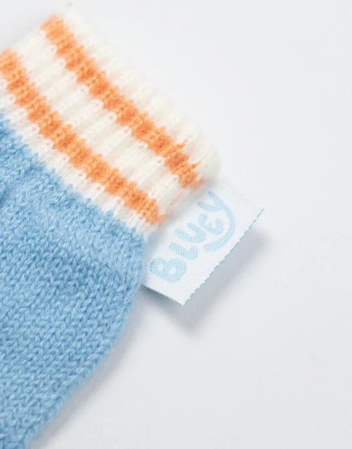 Bluey Kids Blue With Orange Stripes Beanie & Gloves - One Size Image 5