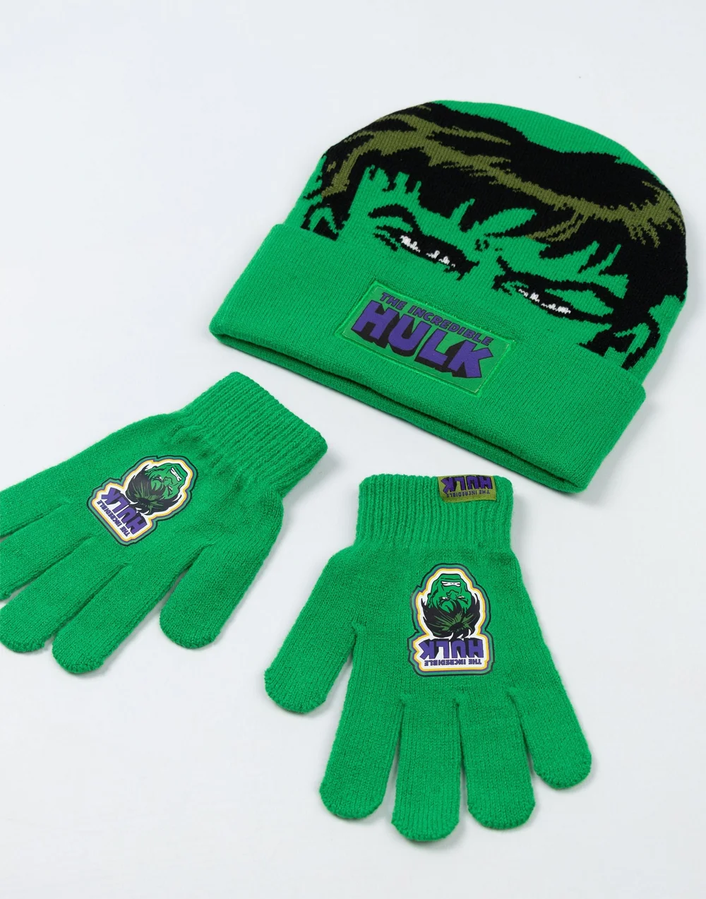 Marvel The Incredible Hulk Kids Green Beanie & Gloves - One Size Image 2