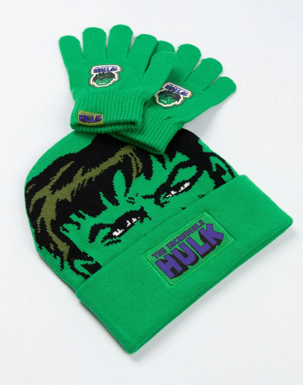Marvel The Incredible Hulk Kids Green Beanie & Gloves - One Size Image 3