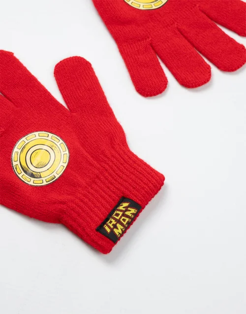 Marvel Iron Man Kids Red Beanie & Gloves - One Size Image 5