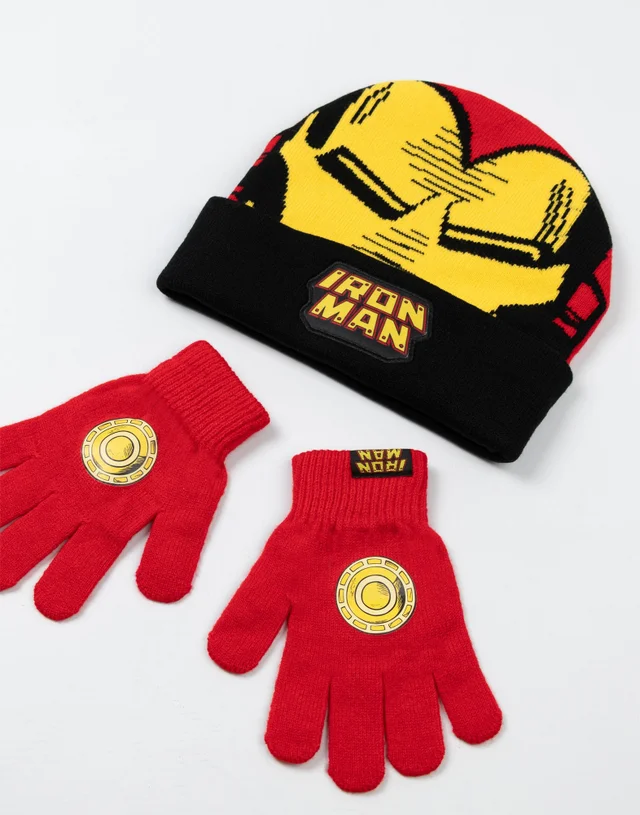 Marvel Iron Man Kids Red Beanie & Gloves