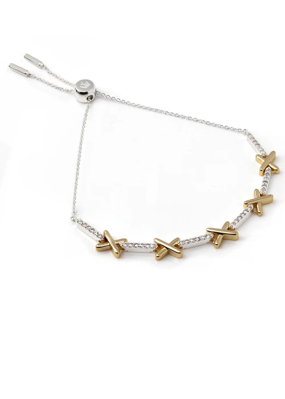 Say It With Silver & Gold Adjustable Tennis Bracelet - One Size Image 1