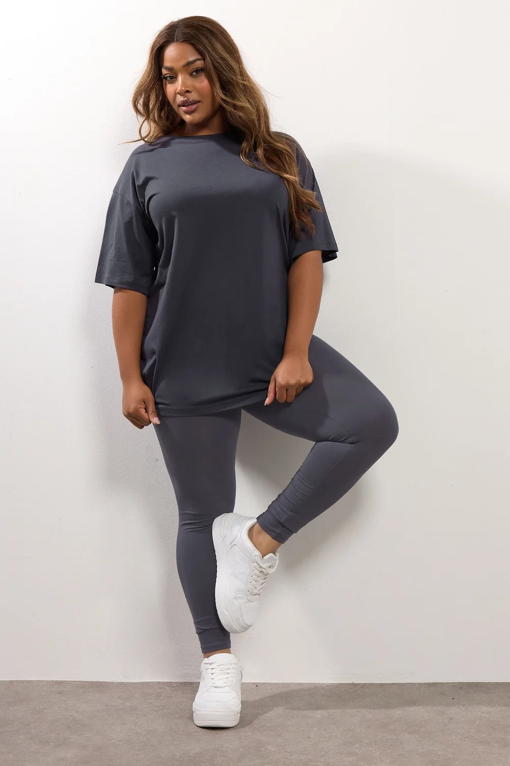 Yours Curve Grey Leggings - 20 Image 2
