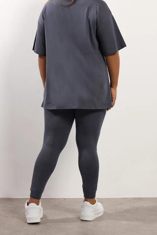 Yours Curve Grey Leggings - 20 Image 3