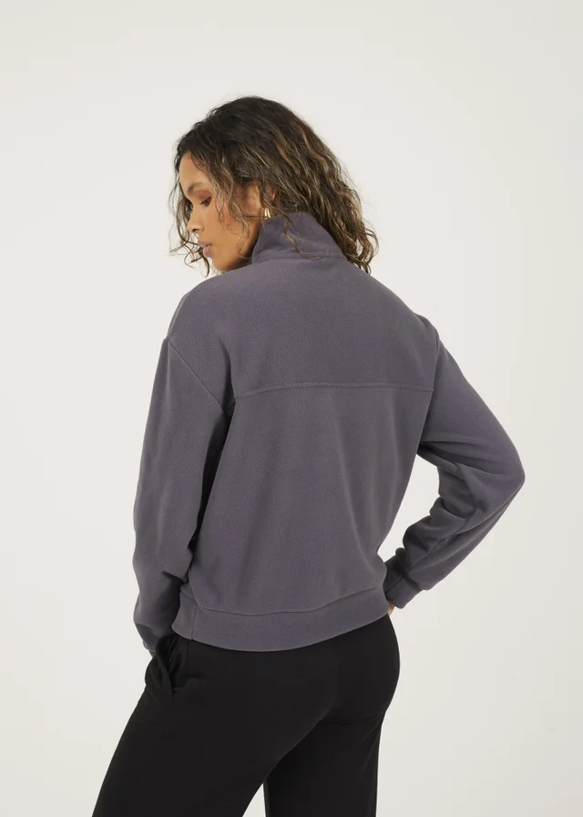 Brave Soul Charcoal Half Zip Polar Fleece Sweatshirt