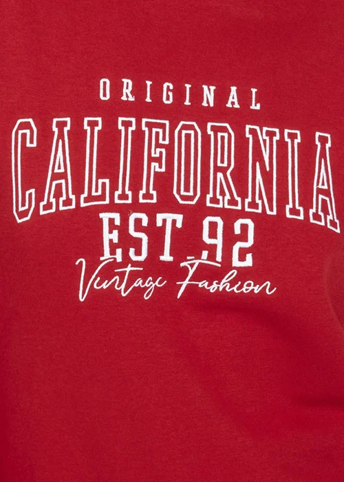 Brave Soul Red Crew Neck Embroidered Sweatshirt - Medium Image 3