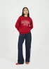Brave Soul Red Crew Neck Embroidered Sweatshirt - Medium Image 4