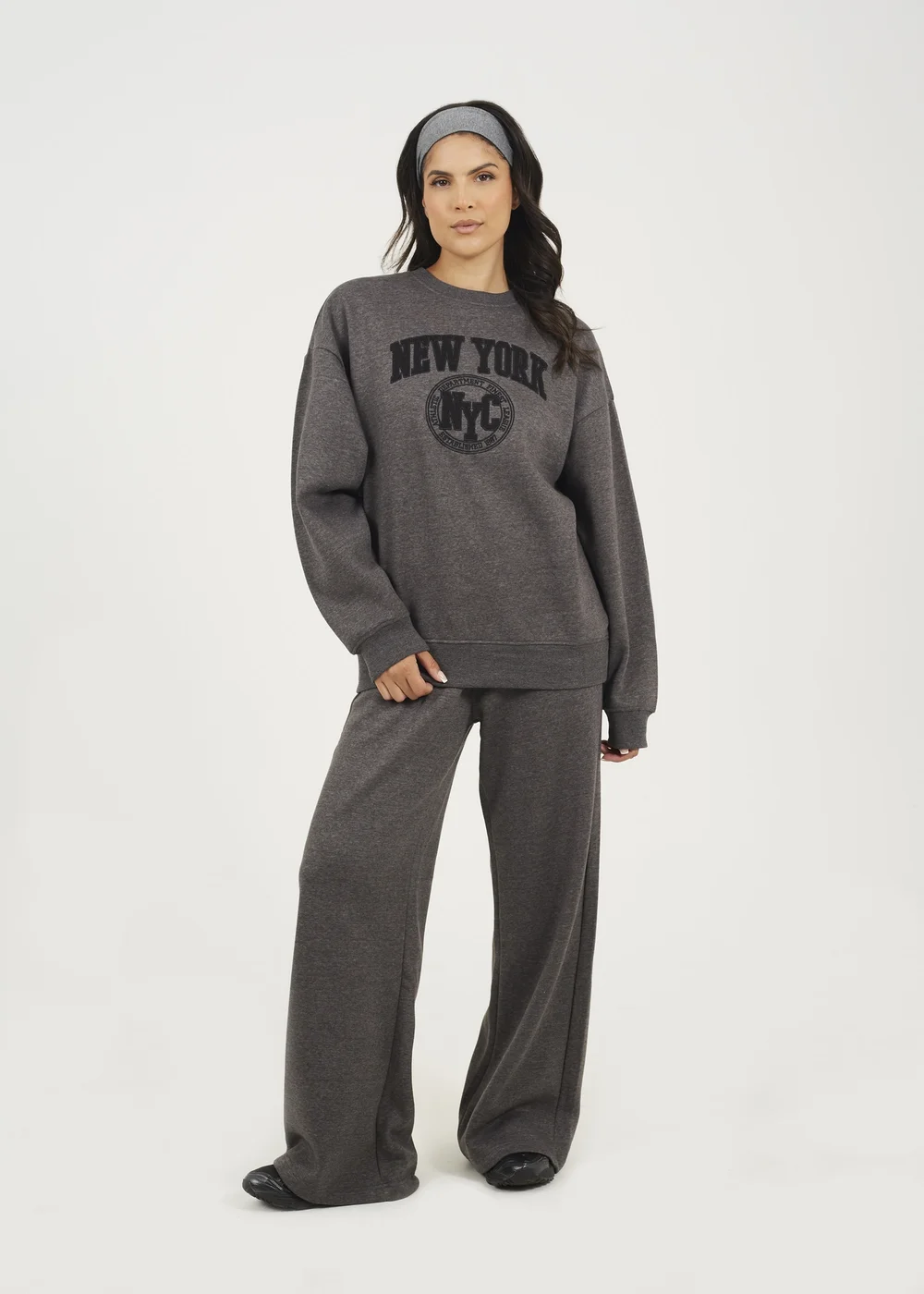 Brave Soul Charcoal Crew Neck Embroidered Sweatshirt - Extra small Image 4