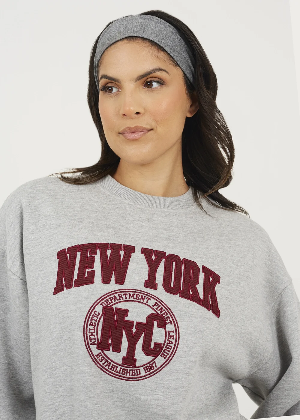 Brave Soul Grey Crew Neck Embroidered Sweatshirt - Medium Image 3