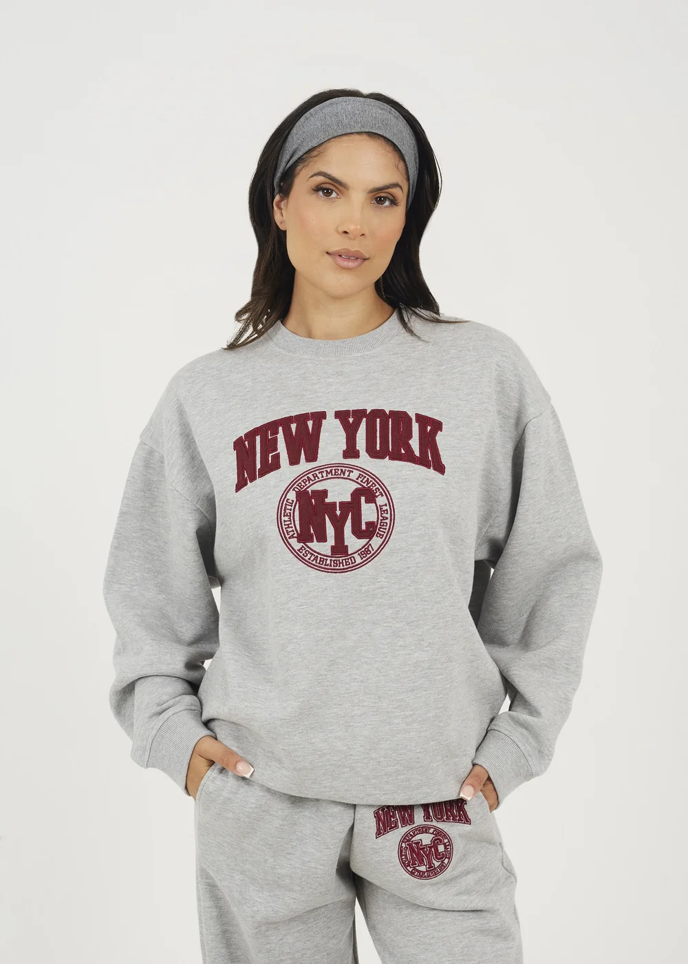 Brave Soul Grey Crew Neck Embroidered Sweatshirt - Medium Image 1