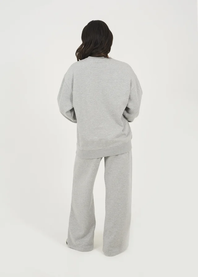 Brave Soul Grey Crew Neck Embroidered Sweatshirt