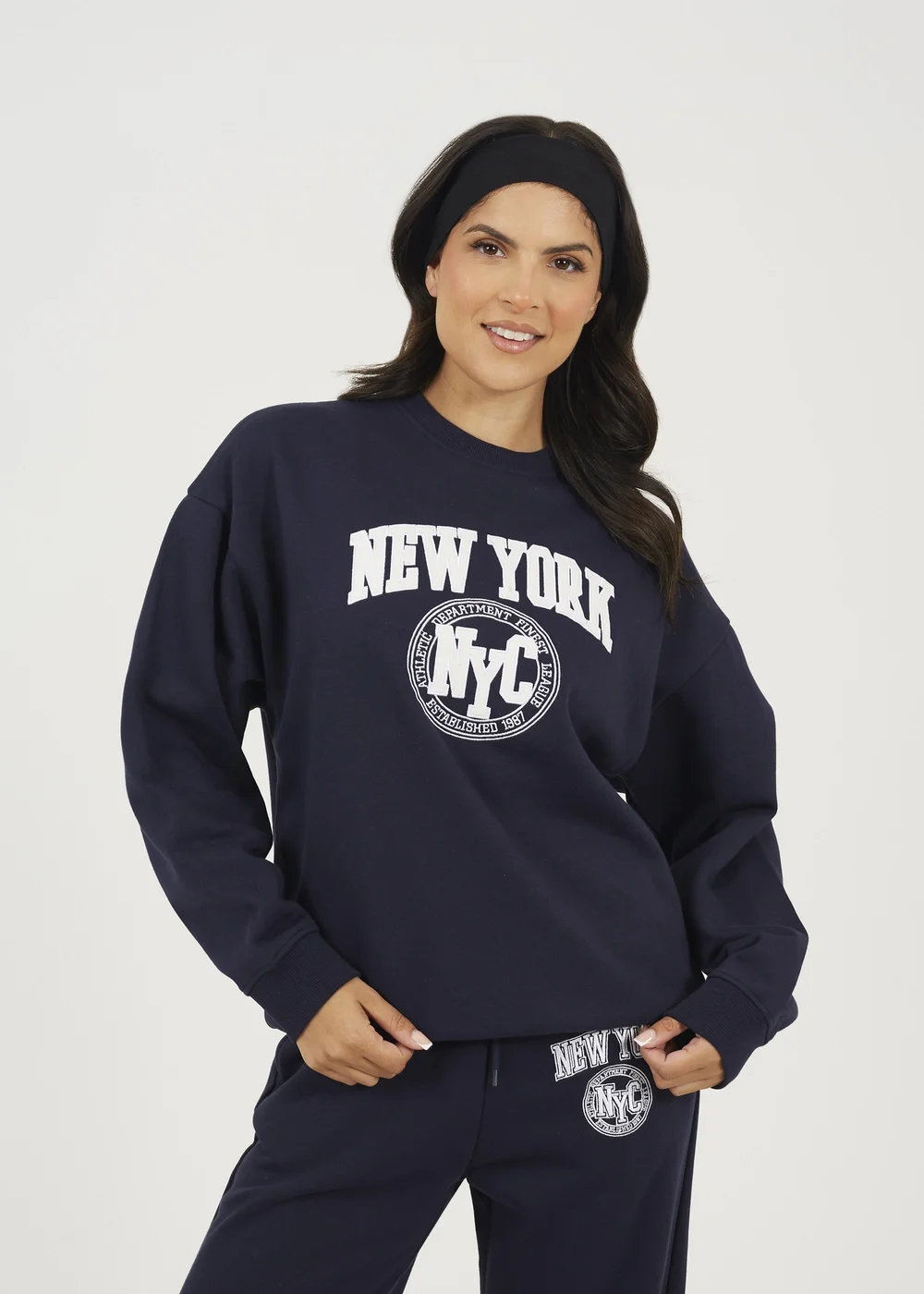 Brave Soul Navy Crew Neck Embroidered Sweatshirt - Extra Large Image 1