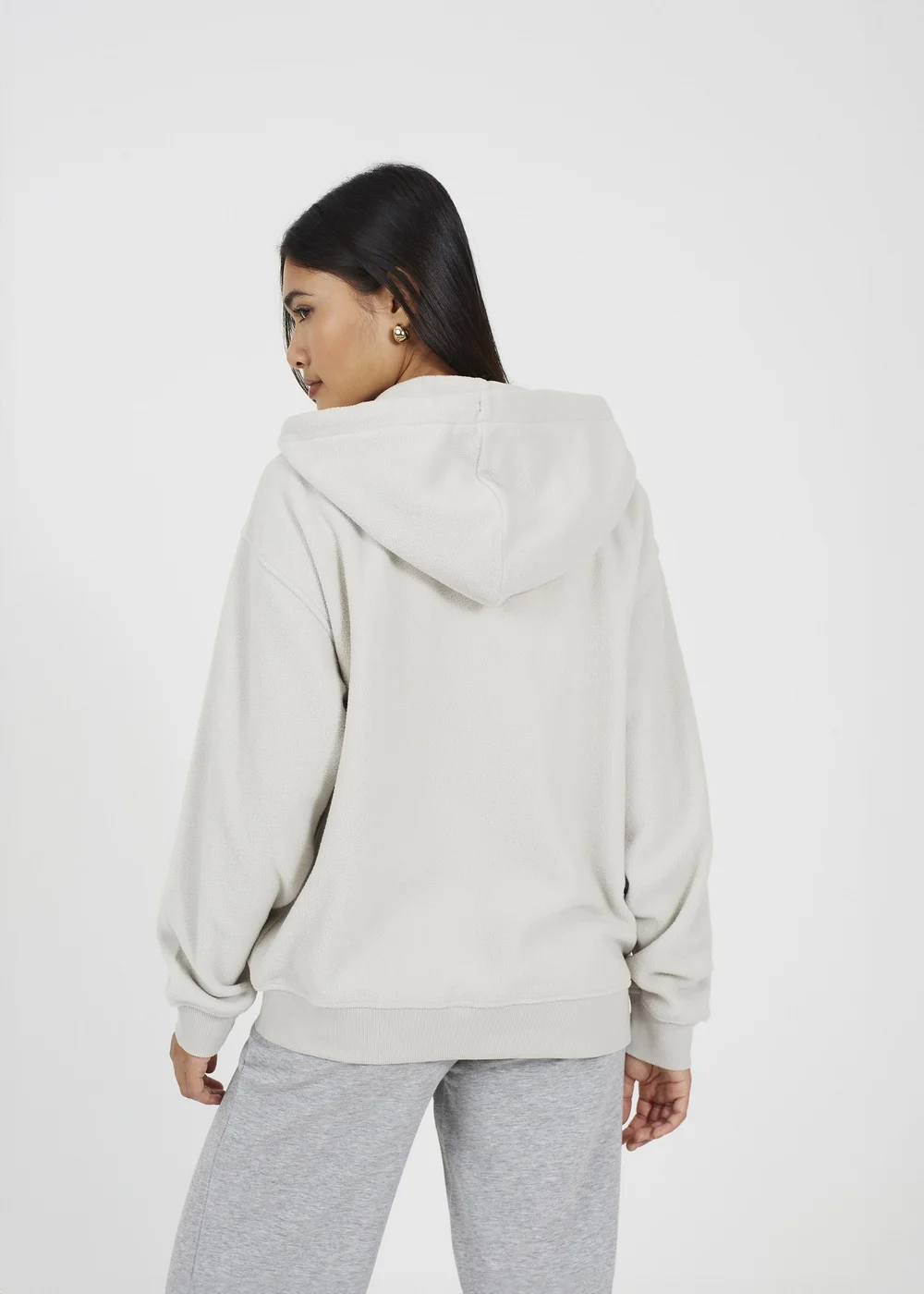 Brave Soul Grey Zip Through Polar Fleece Hoodie - S Image 2